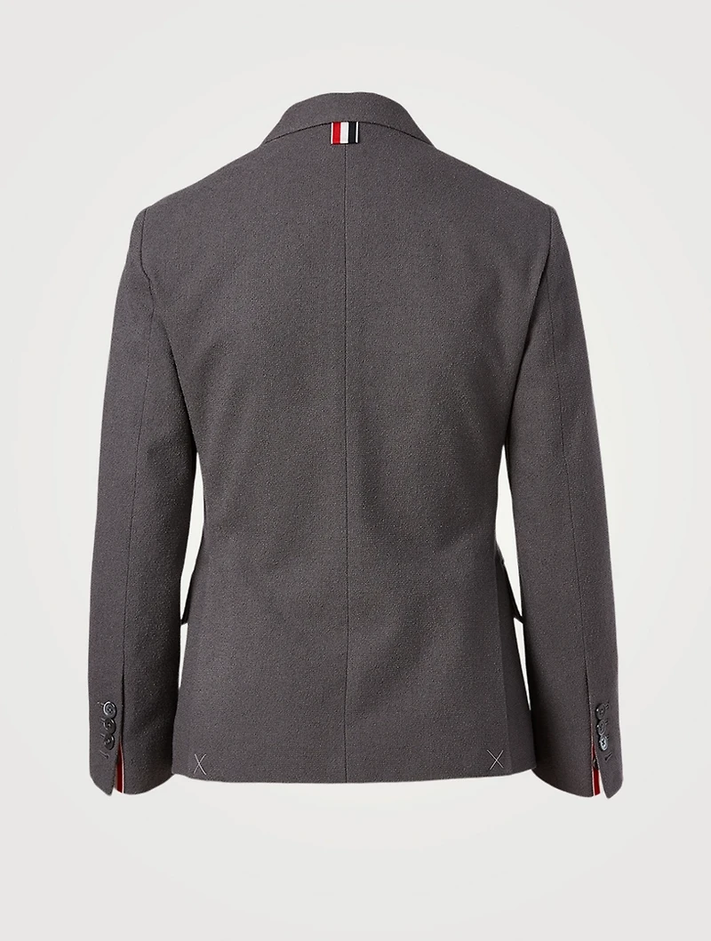 Cotton Boucle Blazer With Engineered Stripe Lapel