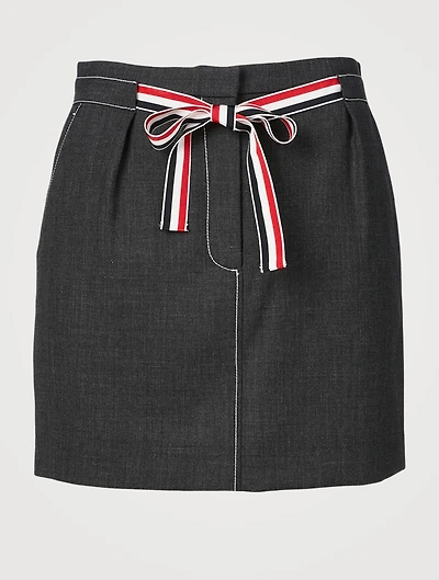 Wool Mini Skirt With Tie Waist