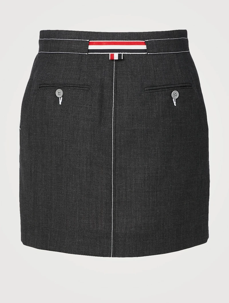 Wool Mini Skirt With Tie Waist