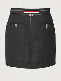 Wool Mini Skirt With Tie Waist