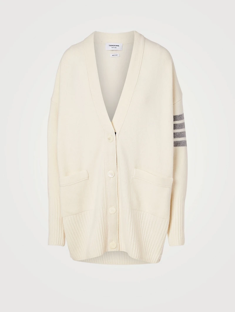 Wool And Cashmere Four-Bar Oversized Cardigan