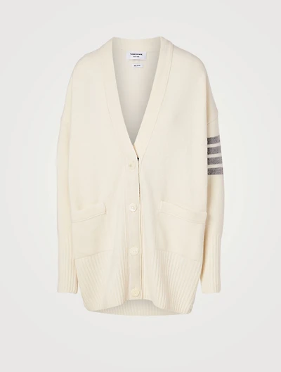 Wool And Cashmere Four-Bar Oversized Cardigan