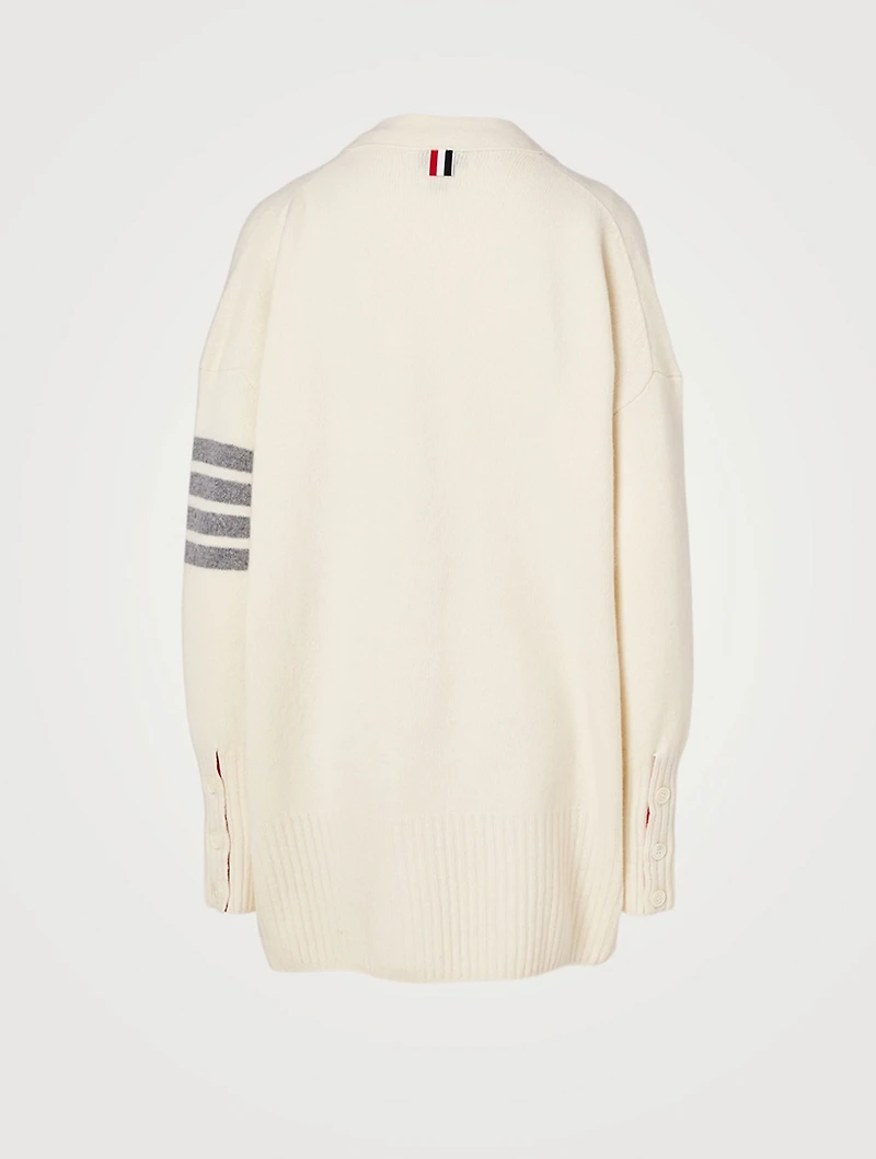 Wool And Cashmere Four-Bar Oversized Cardigan