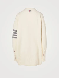Wool And Cashmere Four-Bar Oversized Cardigan
