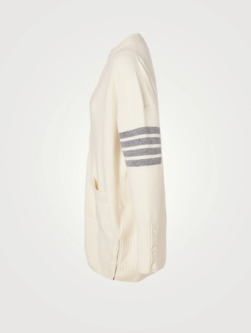 Wool And Cashmere Four-Bar Oversized Cardigan