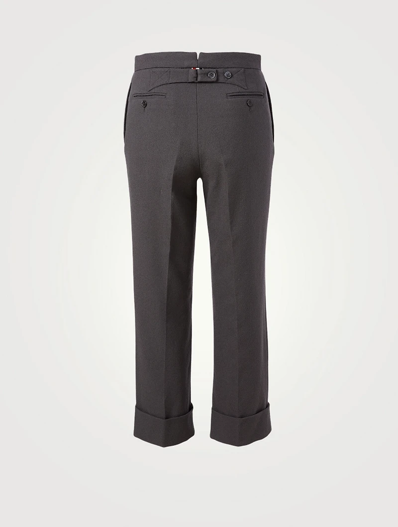 Cotton Boucle Cropped Pants With Side Stripe