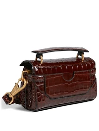 B-Buzz Croc-Embossed Leather Baguette Bag