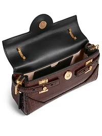 B-Buzz Croc-Embossed Leather Baguette Bag