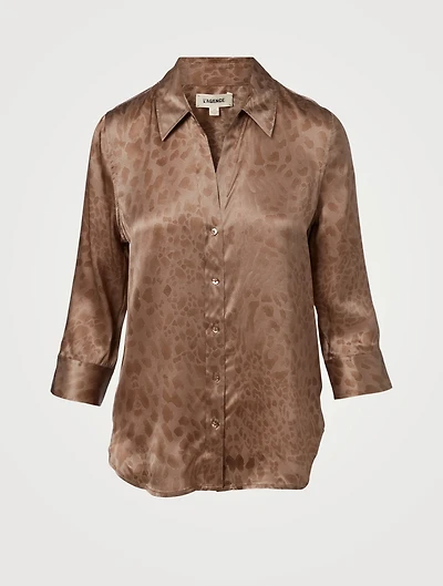 Dani Silk Blouse Tonal Animal Print