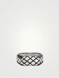 Sterling Silver Slim Quilted Signet Ring