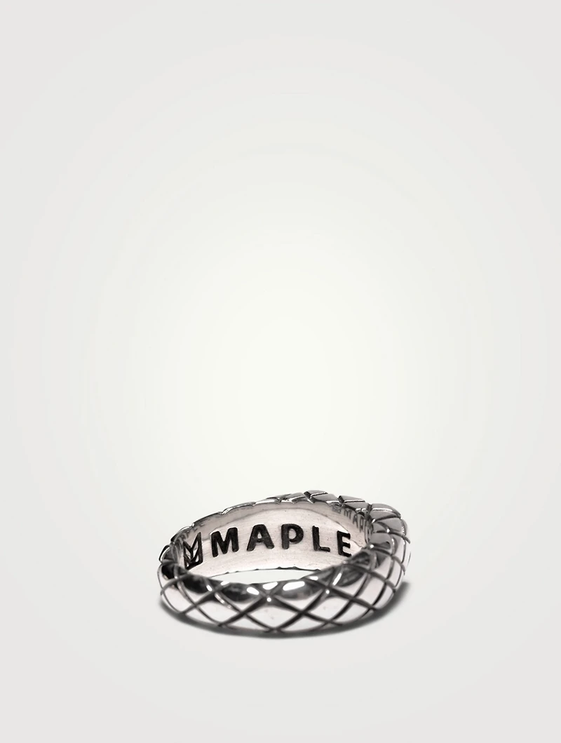 Sterling Silver Slim Quilted Signet Ring