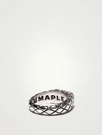 Sterling Silver Slim Quilted Signet Ring
