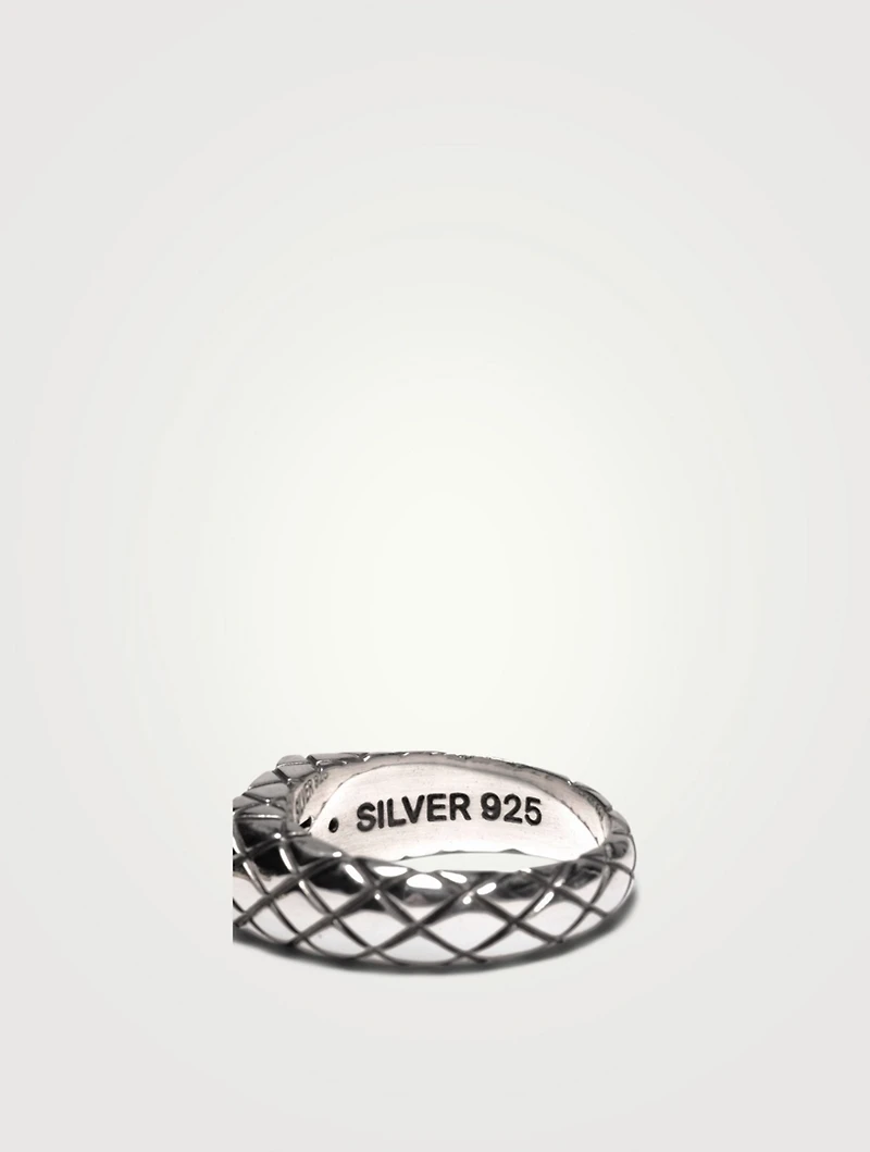 Sterling Silver Slim Quilted Signet Ring