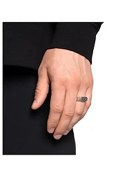 Sterling Silver Slim Quilted Signet Ring
