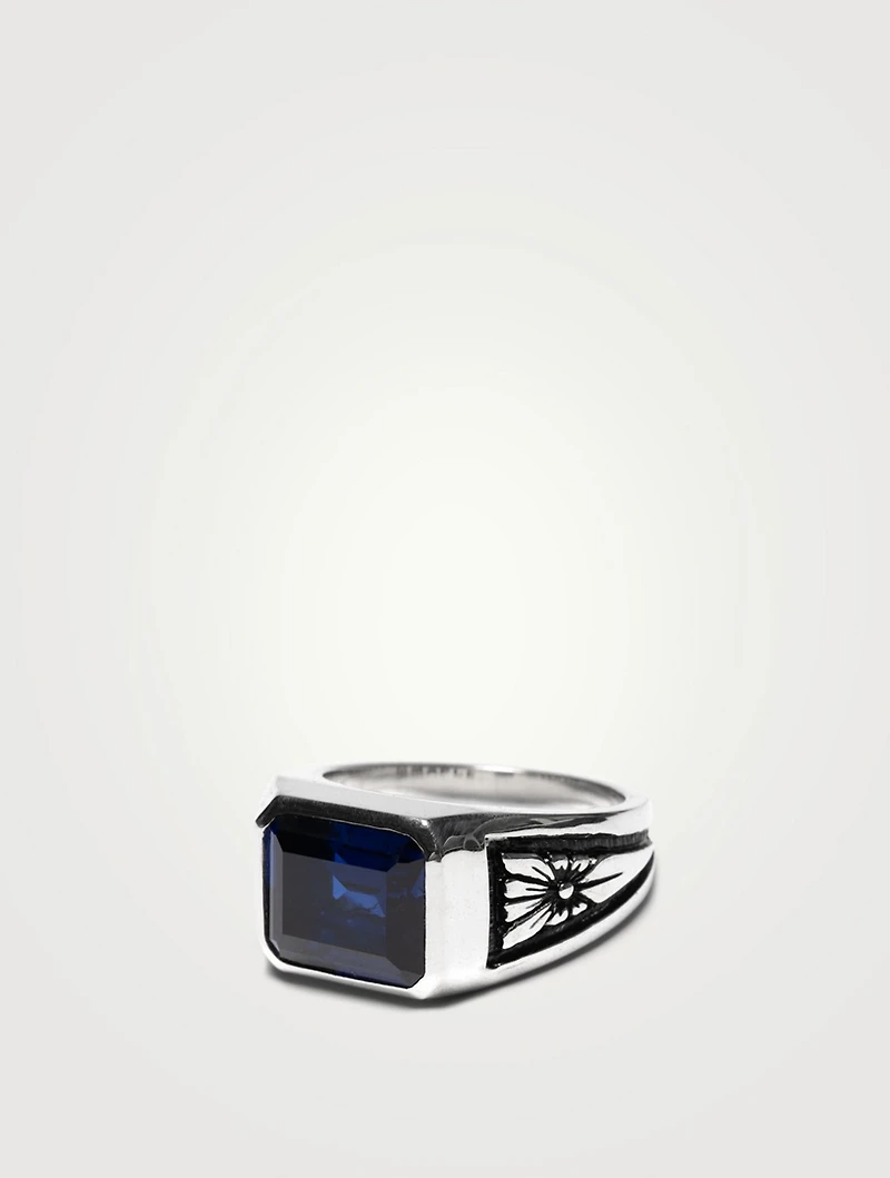 Sterling Silver Midnight Ring With Sapphire