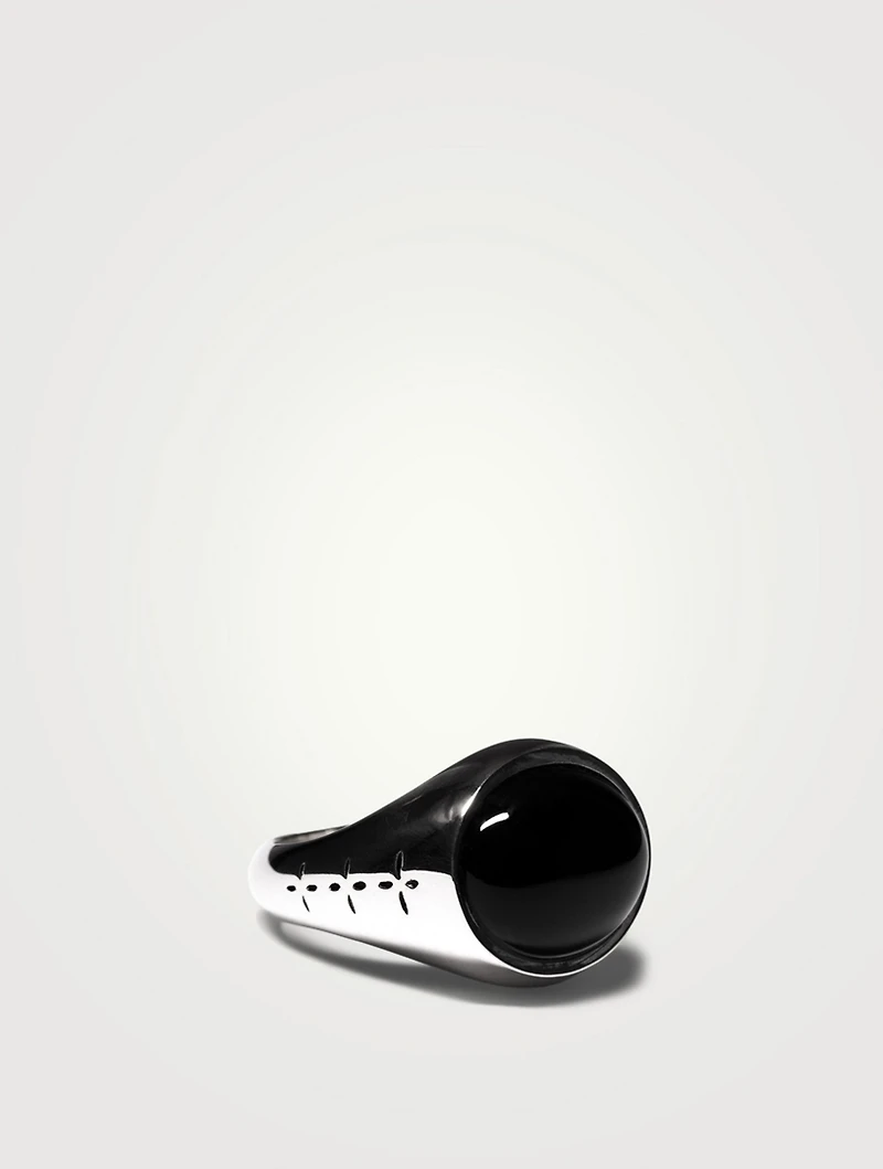 Sterling Silver Tubby Ring With Onyx