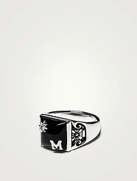 Sterling Silver Collegiate Ring With Onyx