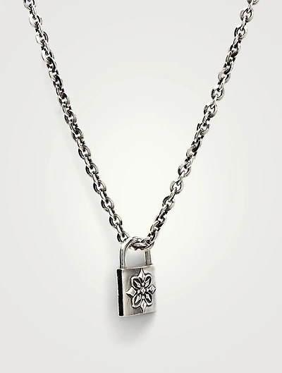 Sterling Silver Padlock Pendant Necklace