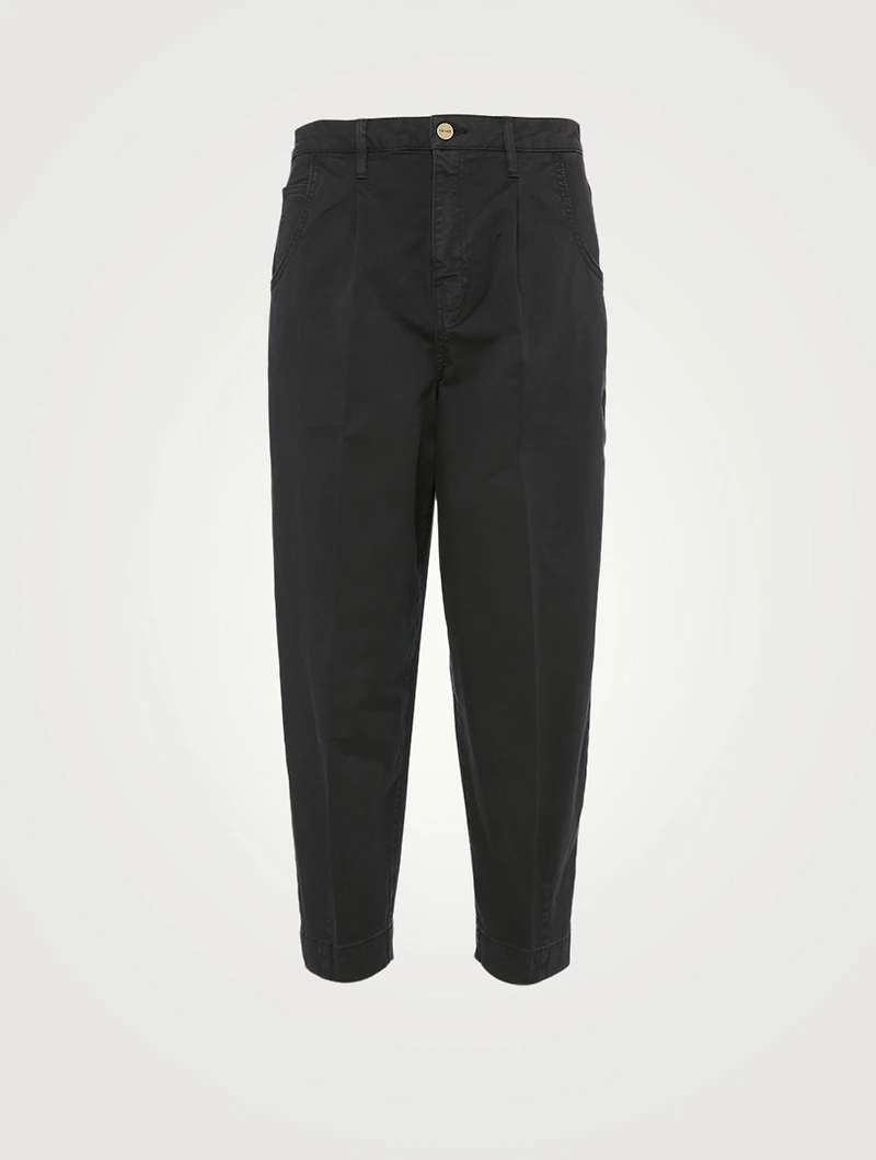 Pleated Barrel-Leg Pants