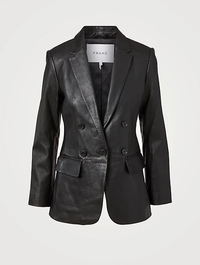 70s Leather Double-Breasted Blazer