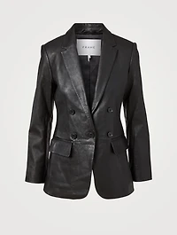 70s Leather Double-Breasted Blazer