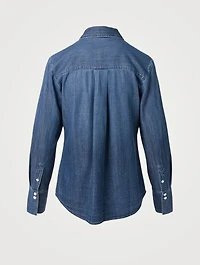 Denim Ruffle Tux Shirt