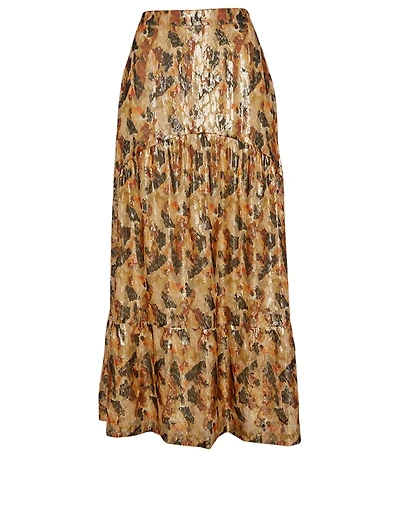 Galina Silk-Blend Long Skirt