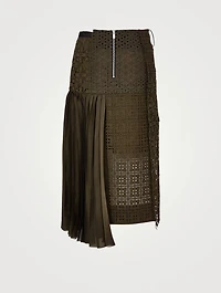 Embroidered Lace Midi Skirt