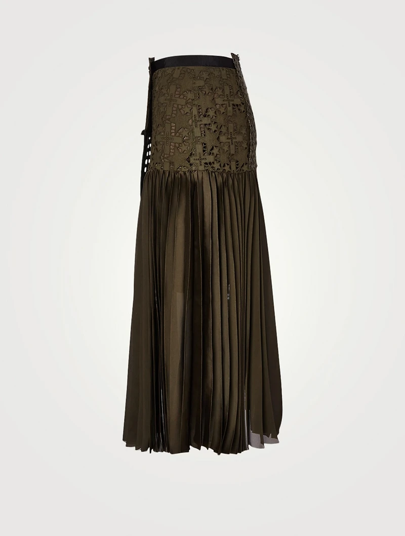 Embroidered Lace Midi Skirt