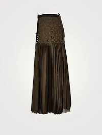 Embroidered Lace Midi Skirt