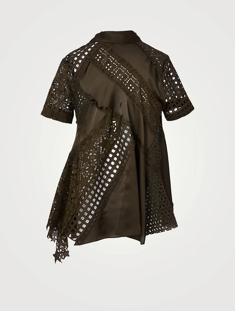 Embroidered Lace Short-Sleeve Blouse