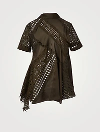 Embroidered Lace Short-Sleeve Blouse