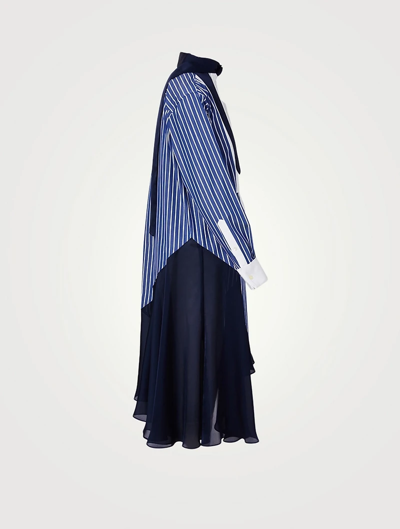 Cotton Poplin Shirt Dress With Tie