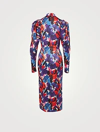 Theresa Long-Sleeve Midi Dress Paint Print