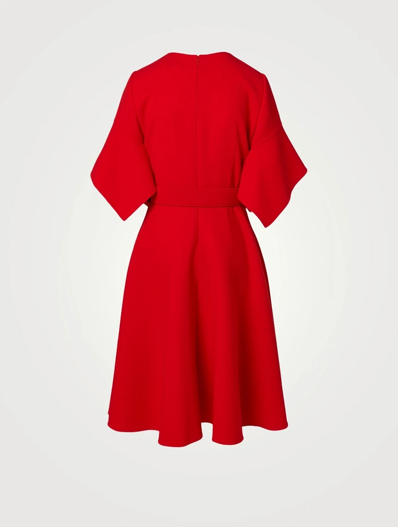 Wool-Blend A-Line Midi Dress
