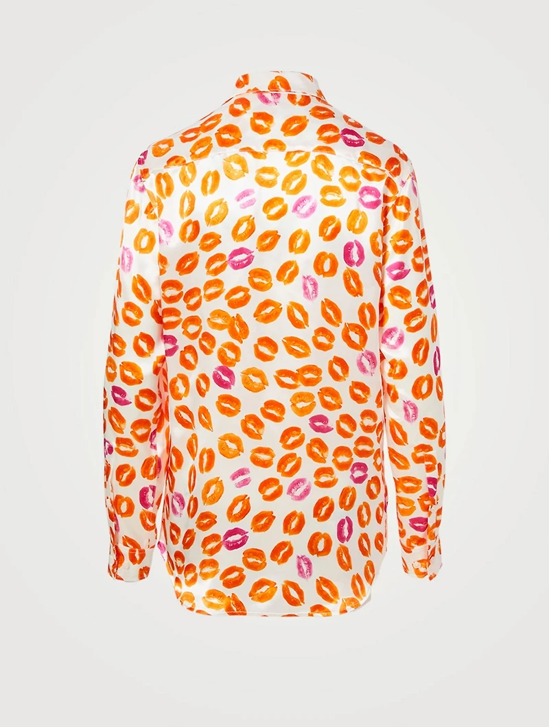 Satin Shirt Kiss Tornado Print