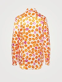 Satin Shirt Kiss Tornado Print