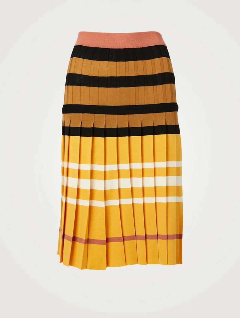 Wool Pleated Pencil Skirt