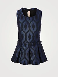 Jacquard Sleeveless Peplum Top