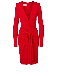 Long-Sleeve Draped Dress