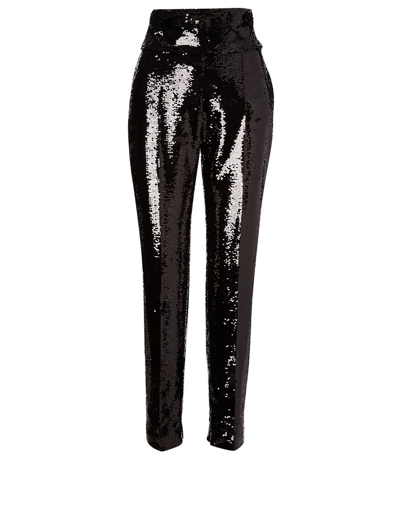 Sequins High-Waisted Slim Pants