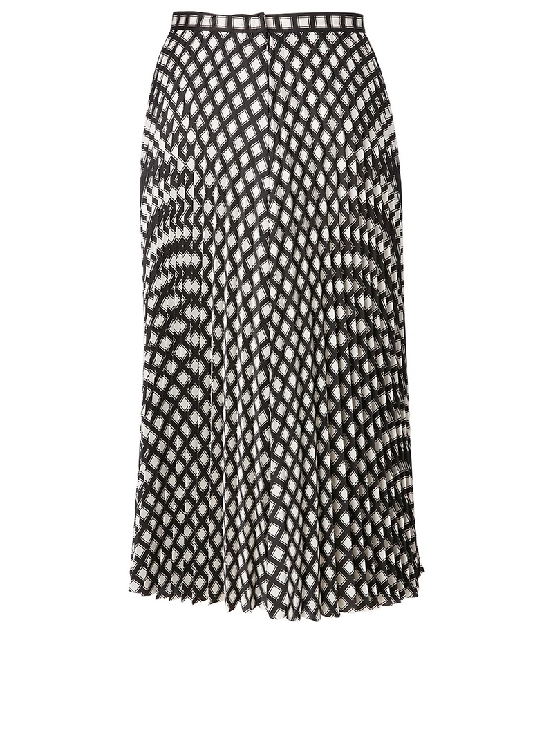Pleated Midi Skirt Check Print