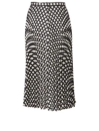 Pleated Midi Skirt Check Print