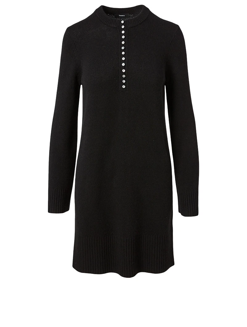 Cashmere Long-Sleeve Henley Dress