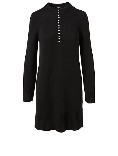 Cashmere Long-Sleeve Henley Dress