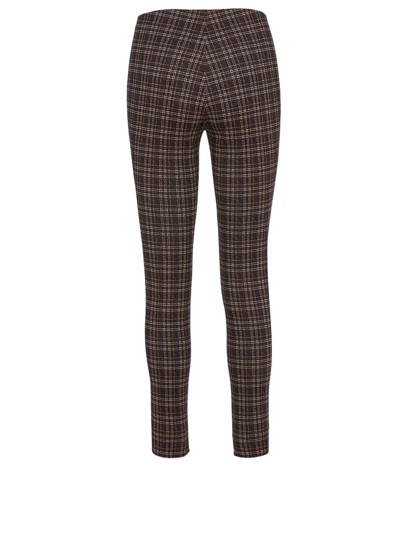 Knit Leggings Plaid Print