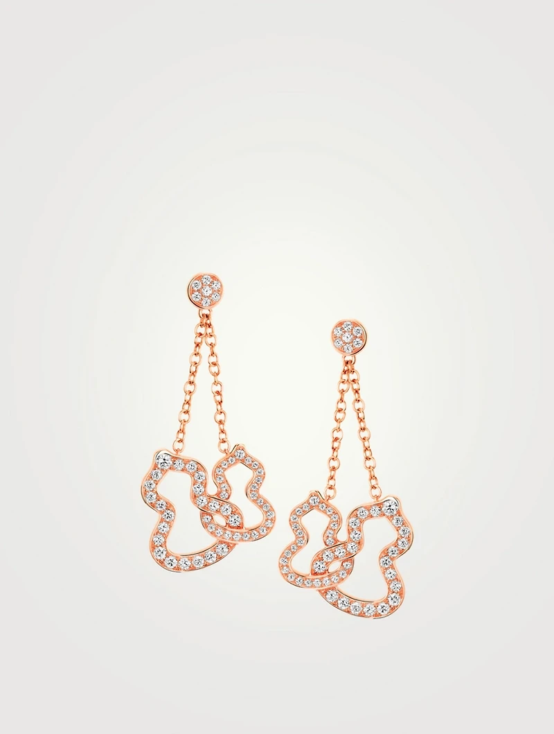 Double Wulu 18K Rose Gold Drop Earrings With Diamonds