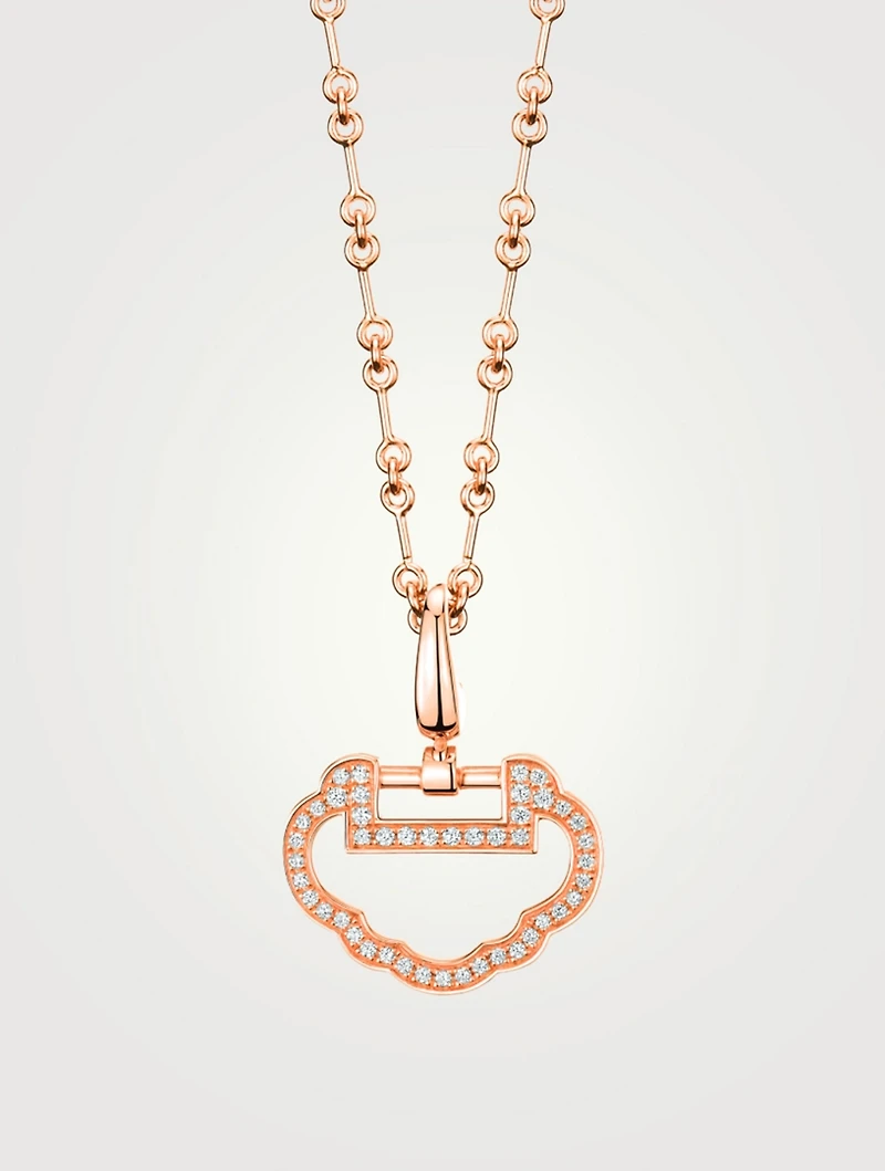 Small Yu Yi pendant in 18K rose gold with diamonds