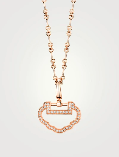 Small Yu Yi pendant in 18K rose gold with diamonds
