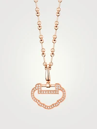 Small Yu Yi pendant in 18K rose gold with diamonds